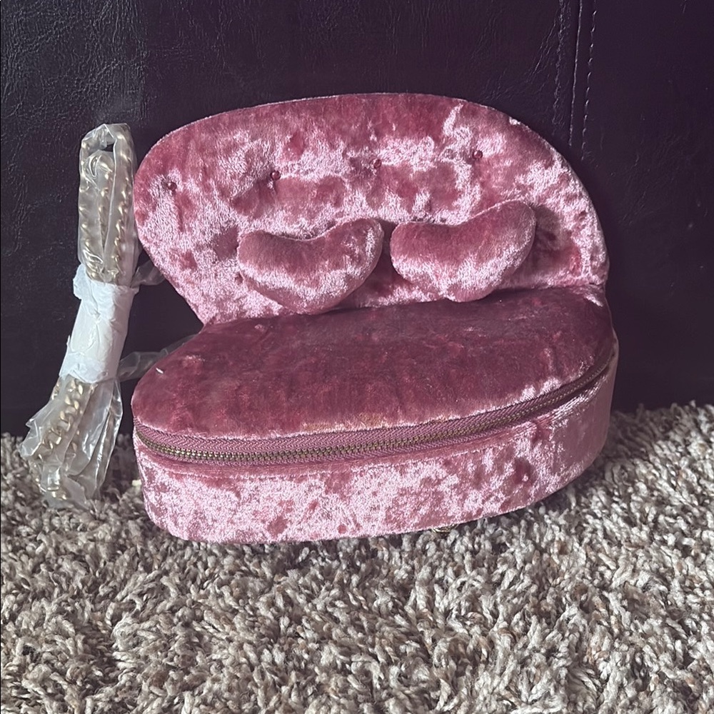 Betsey Johnson Pink Velvet Crossbody Bag